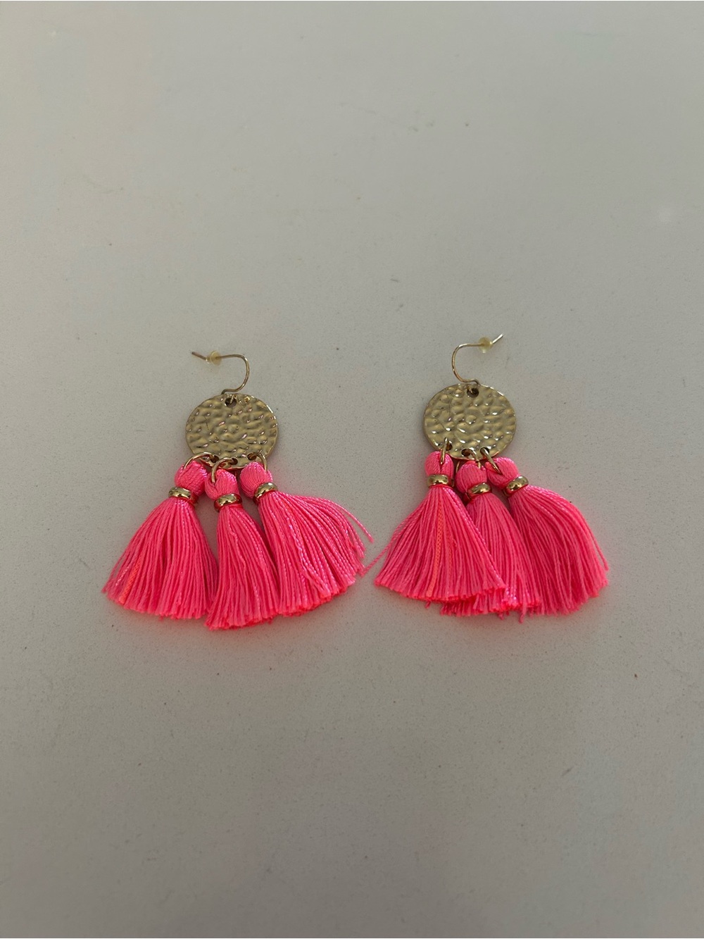 Lilly Pulitzer Gold Disc Earrings with Hot Pink Tassels